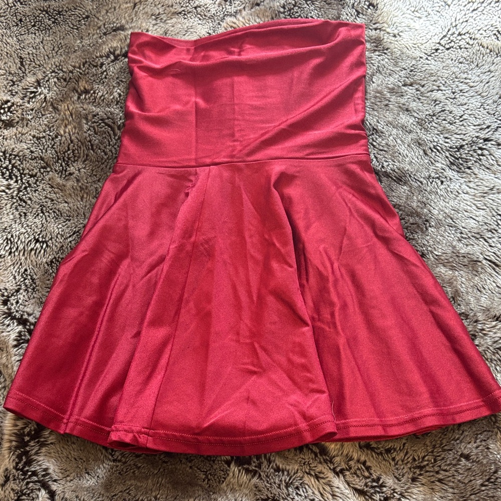 American Apparel Red Strapless Skater Skirt